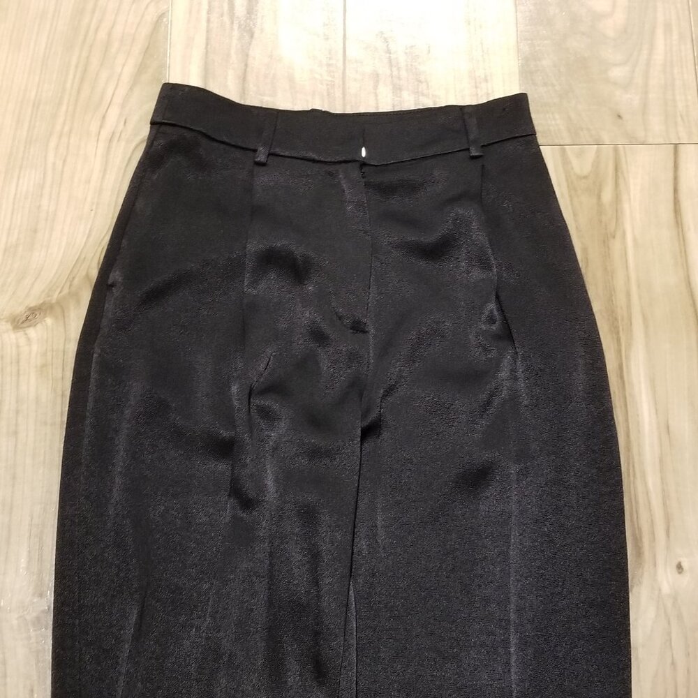 HM New Womens Dress Pant Sz 2 High Waist Pleated Tapered Cuffs NWT Black Shimmer - Picture 2 of 11